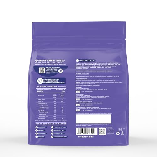 Image of Foodstrong Whey Protein Powder (Concentrate + Isolate), 100% Hormone Free Grass-Fed Whey, 26G Protein & 6.6G BCAA, Chocolate Almond, With Turmeric & Digestive Enzymes, 2KG