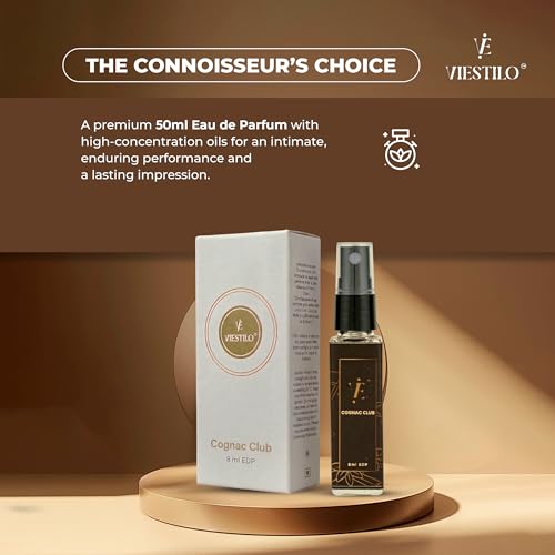 Image of Cognac Club Eau de Parfum - Warm Gourmand Luxury Perfume Spray with Cinnamon, Vanilla & Sandalwood Notes - Long Lasting, Bold Enigmatic Scent for Men & Women, 8 ml (Travel Size)