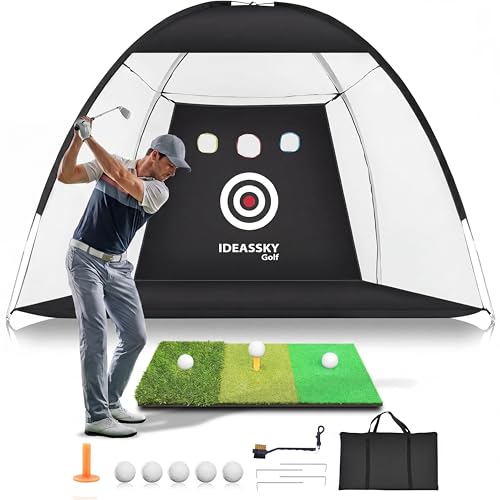 IDEASSKY Golf Practice Net Dad Birthday Gift, Oxford Cloth Tear Nylon Mesh, 10x7ft Golf Hitting...