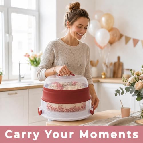 NOVIST Collapsible Cake Carrier with Lid and Handle, 2-in-1 Cupcake Containers & Cake Holder, BPA-Free Portable Cake Container for Layer Cakes & 24 Cupcakes, Folds Flat to Save Space — view 7