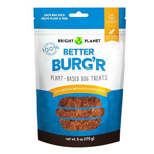 Bright Planet Pet | Better Burg'r Plant-Based Vegan Dog Treats - 6oz | Sustainable Natural Clean Label Hypoallergenic Allergy-Friendly | Low-Calorie Soft Veggie Dog Treats | Made in USA