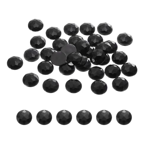 Image of MECCANIXITY Flat Back Round Acrylic Rhinestones,20mm Black Flatback Crystal Rhinestones for Crafts Clothes Shoes DIY Decoration Gifts 50Pcs