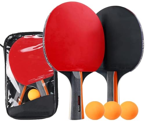 Symagalbst Professionel Tischtennisschläger 6-teiliges Set, 2 Tischtennisschläger mit 3 Tischtennisbälle und 1 Tischtennishülle, Table Tennis Set Ideal für Anfänger, Profis
