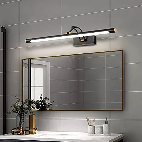 Image of Modern Adjustable 270 Rotatable Black Gold LED Vanity Light, 23.6 Inch Black Gold Bathroom Light Over Mirror (5000K White Light)