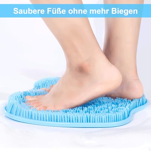 BESKAR Fußwäscher Bath Massage Pad mit Rutschfesten Saugnäpfen, Fuss Wäscher Dusche zum Reinigen der Füße Peeling No Bend, Fußpunkte Reflexzonenmatte zur Entspannung der Füße 2