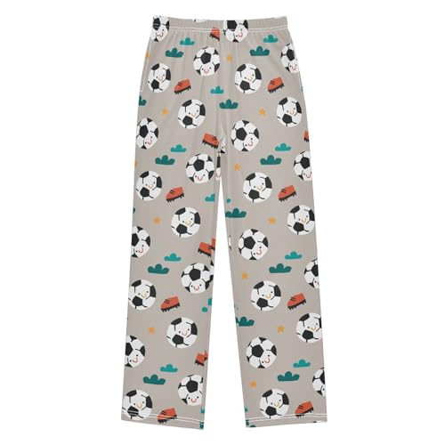 Boys' Pants Soccerballs and Boots Beige Long Bottoms Jogger Pants Elastic Waist Trousers with Pockets S-XL - Main Image