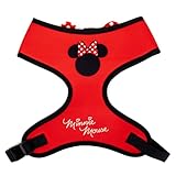 Disney Pet Harness, Dog Collar Plastic Buckle, Minnie Mouse Ears Icon with Bow Applique Polka Dot Red White