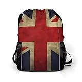 NHYDSPQ Bolso para cinto esportivo, mochila com cordão da bandeira britânica, bolsa de cordão, mochila de viagem com bolso lateral, estilo, 45,5 x 41,5 x 36 cm, mochilas