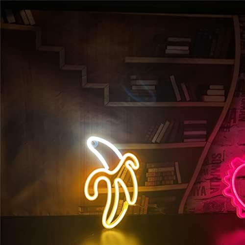 QiaoFei LED Banana Neon Sign Lights Kid's Gift Hanging Decorative Neon Light USB or Battery Operated for Home Bedroom Bar Restaurant Christmas Birthday Party Gift Art Wall Decoration Light