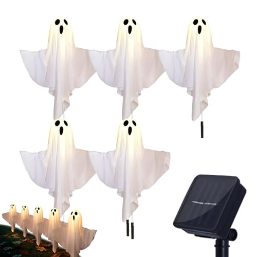 Éclairage solaire Halloween fantôme décoration de jardin extérieur lot de 5