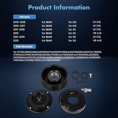 Image of ECCPP AC Compressor Clutch for BMW 335i 435i 535i 640i 740i X5 X6 2010-2019