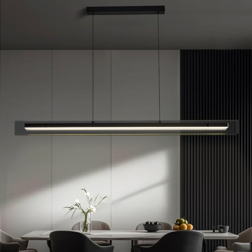 HUASHARE Glass Modern Black Linear Pendant Light - LED Hanging