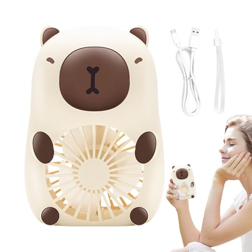 Ventilador manual lindo - ventilador de bolsillo Capybara con lonyard l de 3 velocidades de escritorio de comida más enfriar l Speigne Strong Personal L Enfriamiento STUPS L accesorios cool