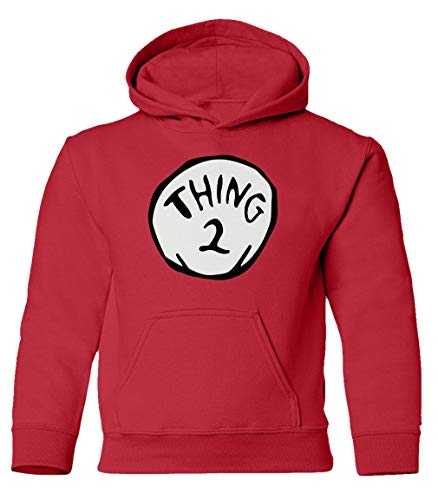 TMB Apparel New Teacher Dr 1,2,3,4,5,6 Fun Group Shirts Unisex RED Youth Hooded Sweatshirt (Thing 2, Youth - Medium)