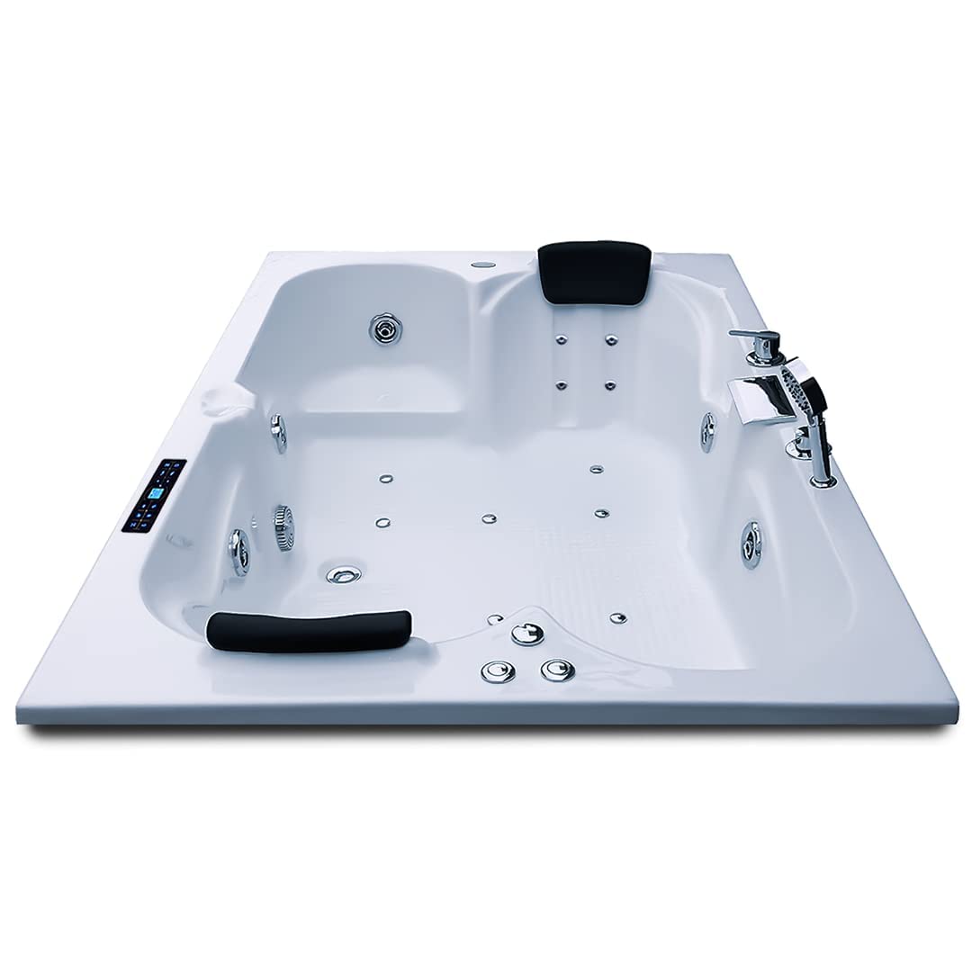 Madonna Amazon 6 ft. Bathtub with Whirlpool, Bubble and Back Massage, Filler Set and Online Heater with Digital Control Panel - White