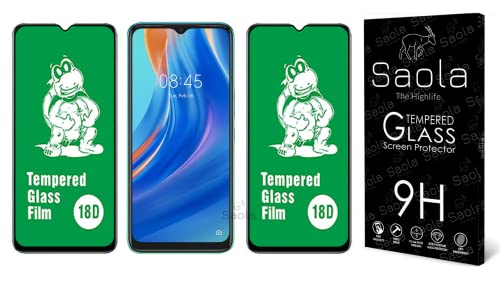 Image of Saola 18D Tempered Glass With Inbuilt AirBag Borders For Tecno Spark 7 (Pack Of 2) with Free Installation Kit. Full screen Coverage - 6.5 inch