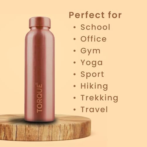 Image of Torque Pure Copper Water Bottle | Copper Bottles for Kids, School Office, Gym, Sport Gift Drinking Water