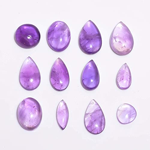 Gemkora 100Cts, Natural Amethyst Quartz Gemstones Cabochons, Jewelry Making Loose Gemstone, Diy, Wire Wrapping, Chakra Healing Crystals, Bulk Gemstone Deal, February Birthstone #TOP1