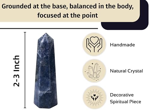 Image of Crystal Heaven Certified Iolite Crystal Tower Obelisk Point for Chakra, Healing and Balancing - AAA Grade Original Certified Gemstone Agate for Reiki Meditation Yoga Spiritual (2-3 Inches)