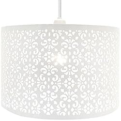 Lámpara de araña Chic gotas de cristal de lámpara de techo, de techo Easy Fit, metal, Blanco, LARGE METAL SHADE WHITE