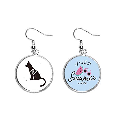 Pendientes de gato blanco y negro ligeros para lóbulos sensibles