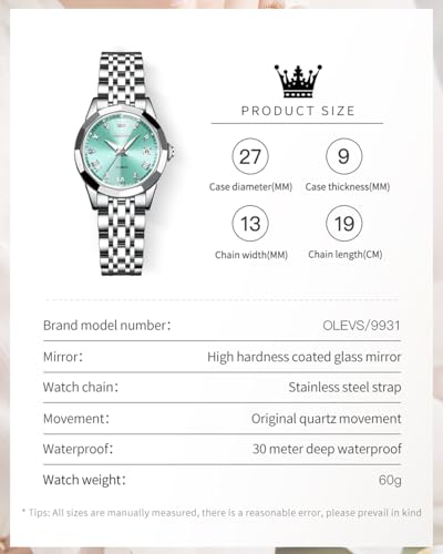 Image of OLEVS Watches Women with Date Silver Stainless Steel Luxury Ladies Watches with Small Writs Diamond Watches for Women Waterproof Elegant Dress Quartz Analog Women's Wrist Watches Reloj de Mujer