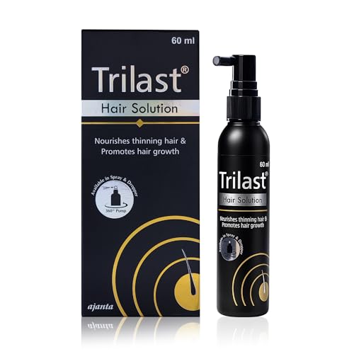 Image of Trilast Hair Care Lotion: Biotin, Niacinamide, Collagen & Wheat Protein for Hair Regrowth, Thickening, Strengthening & Repair. 360 Spray + Dropper - Dermatologically Tested - 60ml