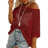 jersey top 【Ideal para Playa y Vacaciones】 Pasa fácilmente de la piscina a una salida informal con este versátil top de crochet. Puede utilizarse como túnica ligera o como cover up sobre el bikini y combina perfectamente con vaqueros, pantalones cortos o faldas. Ideal para vacaciones, cruceros, festivales de verano, conciertos al aire libre y salidas nocturnas