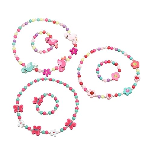 iplusmile 3Juegos Conjunto de Joyería Madera para Niñas y Collar para Cumpleaños