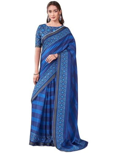 Image of Satrani Women's Chanderi Printed Saree with Unstitched Blouse Piece
