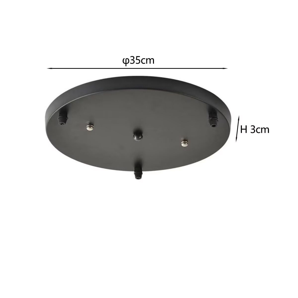 DESHOME Ø 35 cm Rosone lampada Bianco Rosone Lampadario 3 fori Rosone in metallo Rosone Nero opaco per 3 lampade Copricavo Rosone da soffitto, per lampada a sospensione Lampada da soffitto