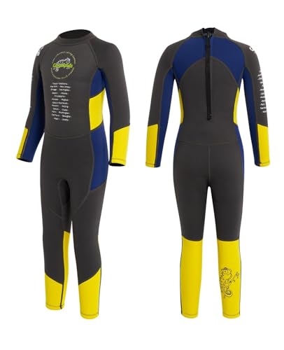 Gogokids Kinder Neoprenanzug 2,5mm, Neopren Thermische Badeanzüge mit UV 50+ Schutz für 3-10 Jahre Mädchen Jungen Schwimmen, Surfen, Tauchen, Schwimmunterricht