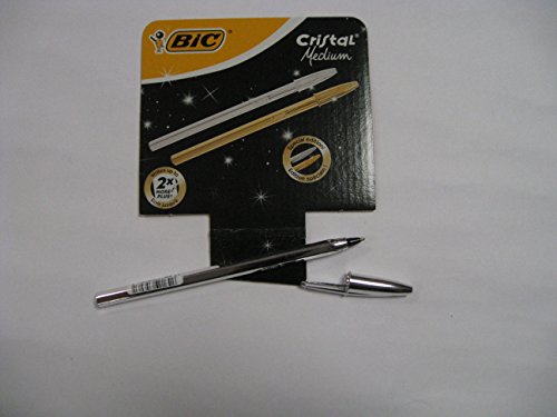 Bic - Bolígrafo Cristal Shine Con Cuerpo Plateado, Punta Media Negro En Oferta Bic 921339 - Bolígrafo, Color Plata