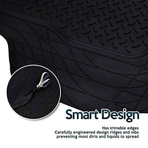 Zone Tech All Weather Rubber Semi Pattern Cargo Boot Liner Trunk Floor Mat Premium Quality Black Heavy Duty Cargo Trunk Floor Mat - Image 4