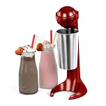 LIVIVO Retro Milkshake Maker 100W Stand Mixer Machine Red with 500ml Cup Perfect for Making Milk Frothing, Cold Drinks, Ice Coffee, Frappe, Iced Brew Coffee, Macchiato, Cream