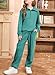 blibean Tween Girls Sweatshirt Half Sweat Pants Sets Kids Girl Athletic Jogger Jogging Suits Collar Pullover Outfits Fall Fashion Clothes Pullover Tops Size 8-9 Years Old Green