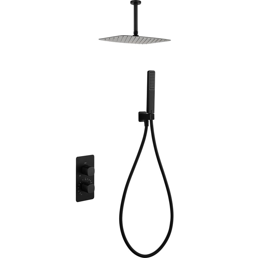 IMEX | Conjunto de Ducha Termostático Empotrado Arezzo Serie Toscana Negro Mate