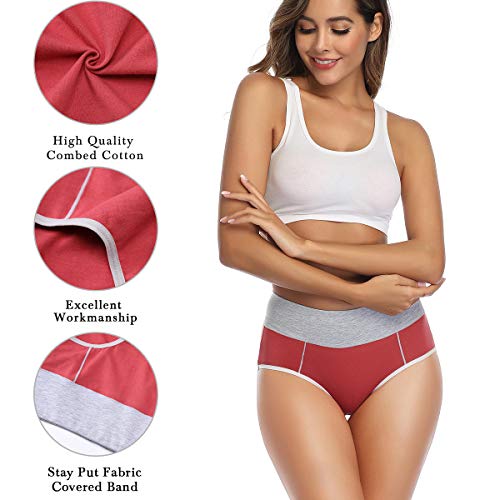 Image of wirarpa Women's Cotton Underwear High Waist Stretch Briefs Soft Underpants Ladies Full Coverage Panties 5 Pack