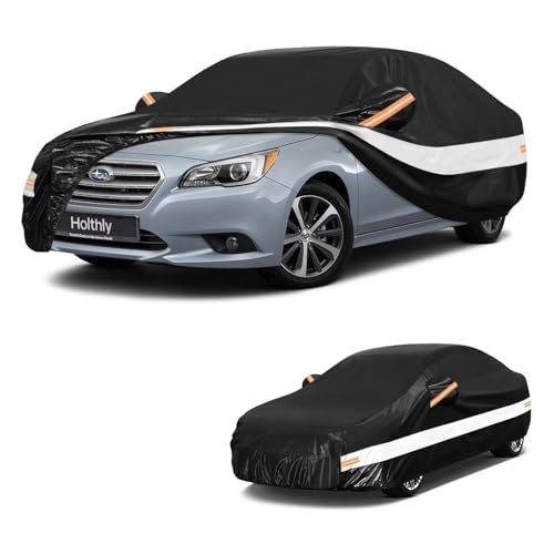 Image of 10 Layers Sedan Car Cover Custom Fit for Subaru Legacy (2001-2026), Waterproof All Weather for Automobiles, Outdoor Full Cover Sun Dust Rain Protection with Cotton. Black