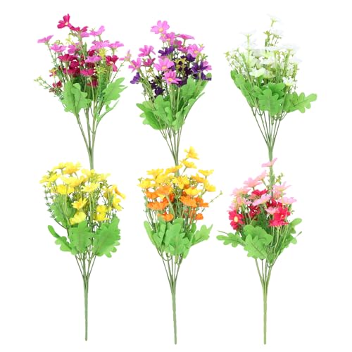造花 デイジー 枯れない花 カモミール 造花 ブーケ 6束セット 紫外線耐性 造花 雛菊 写真小物 部屋飾り お祝い 飾り花束 母の日ギフト 春の飾り 結婚式 誕生日 写真撮影 贈り物 DIY 屋内 屋外 自宅 パーティー 庭用 6色