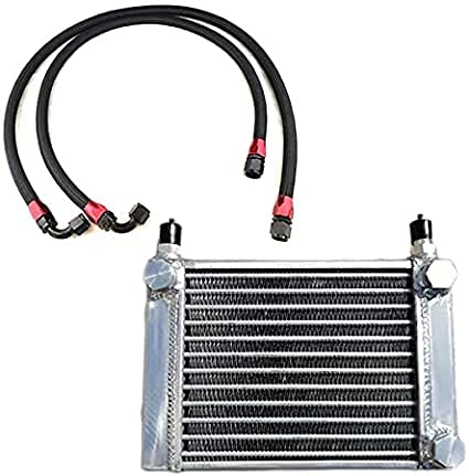 LSEX-F 汎用 オイルクーラー ver.2 コア AN10 薄型 高効率 コンパクト型 オールアルミ 12段 ホース2本付き サイドタンクタイプ