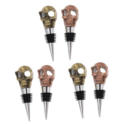 Tapón de botella de calavera PRETYZOOM, tapas de vino reutilizables de aluminio 4