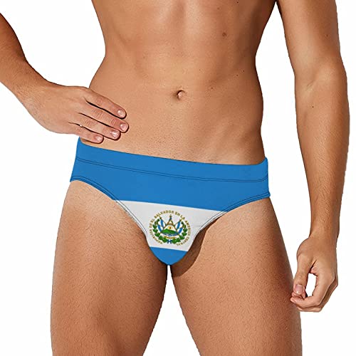 Calculay El Salvador Flag Men's Swimming Trunks,Beach Shorts Stretch Swimsuit Quick Dry