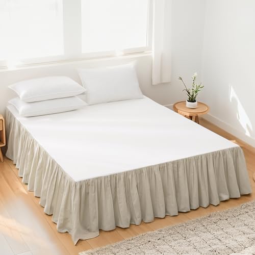 FALUCA Soft Cozy French Linen Bed Skirt with...