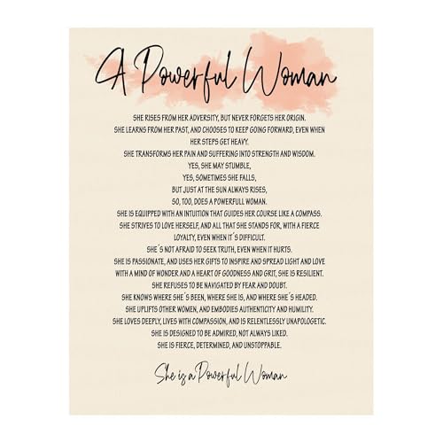 HGETJOHXEM A Powerful Woman Affirmations Print, Motivational Quote Wall Art for Girls and Women, Inspirational Poster for Classroom or Bedroom Decor(Framed,16x24inch(40x60cm))