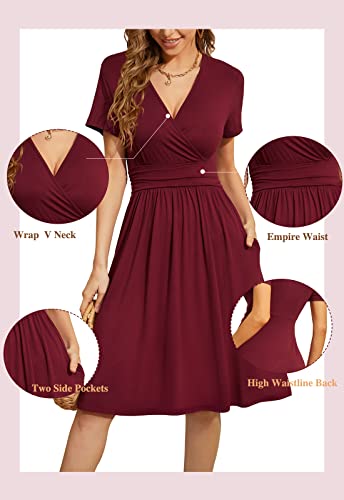 Weaczzy Women Summer Casual Short Sleeve Dresses V-Neck Floral Sundress With Pockets thumb #5