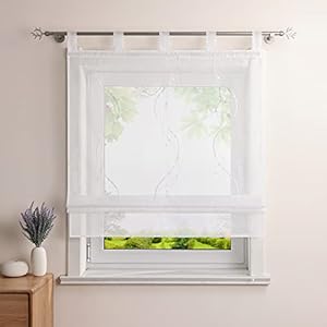 Heichkell Voile Raffrollo Weiß 140x140cm Bestickt