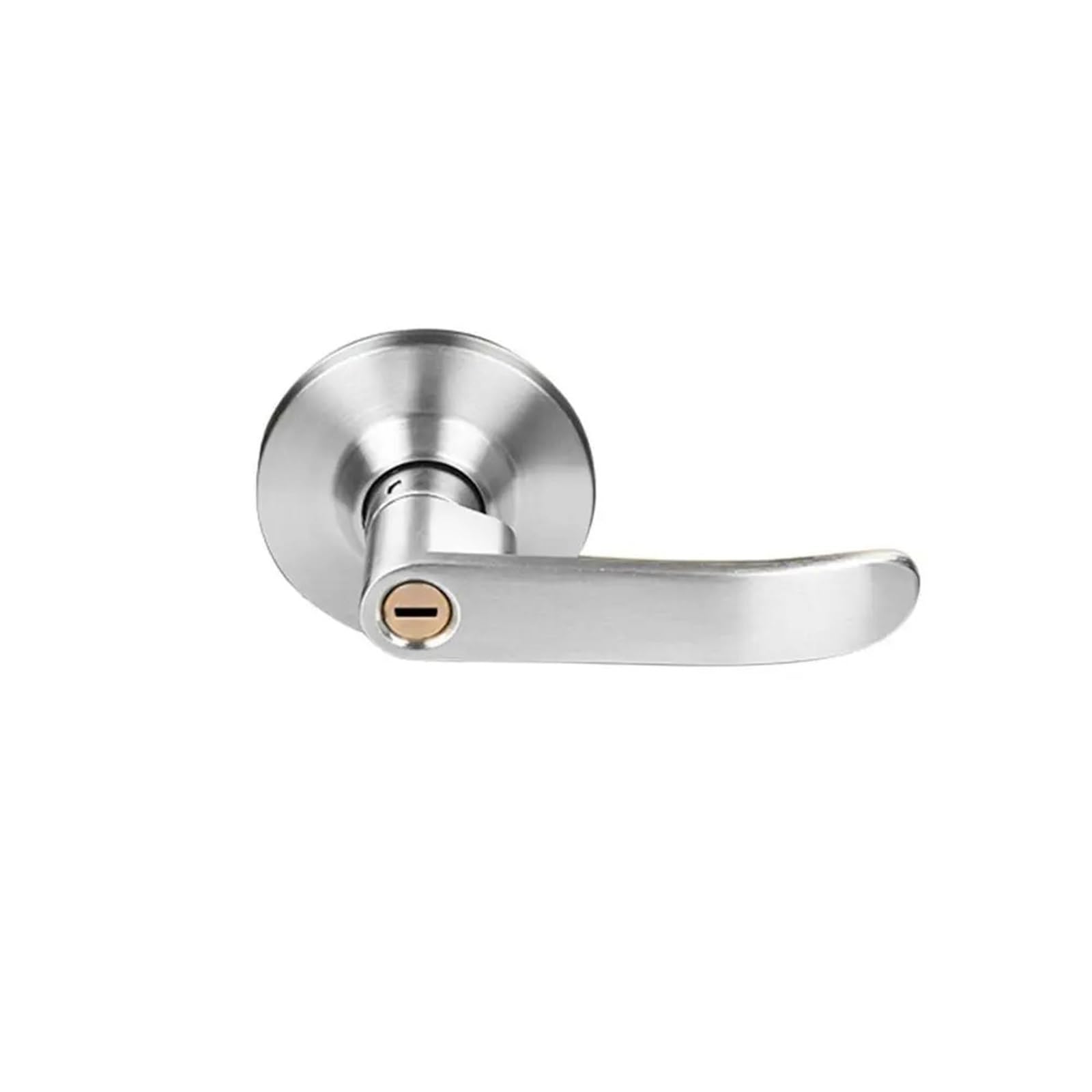 KDHCVKZ Interior Reversible Door Lock Lever Straight Satin Brass Finish Privacy Handle Easy to Install with Round Trim(Silver-60mm Keyless)