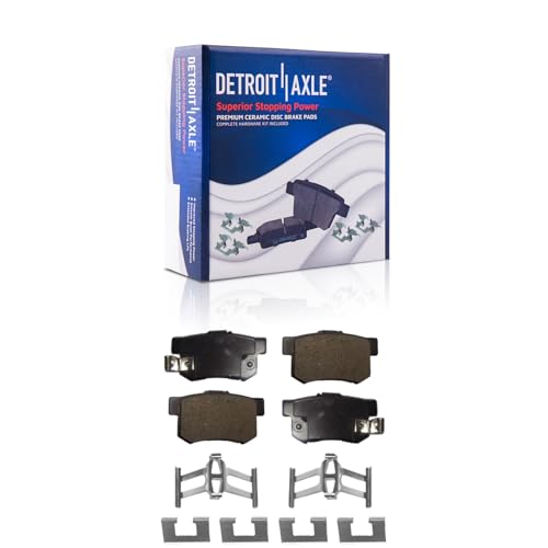Image of Detroit Axle - Rear Brake Pads for Honda CR-V Element Odyssey Acura TL RDX CL Legend RL Isuzu Oasis Ceramic Brake Pads w /Hardware Replacement