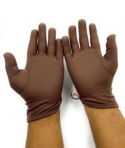 Image of Aone Premium Microfiber Lint Free Brown Hand Gloves 1 Pair Anti-Smear /Anti-Fingerprint for Quality Check /Scratch-free Handling for Jewellery /Diamond /Gemstone, Watch Boutique, Sun & Dust Protection